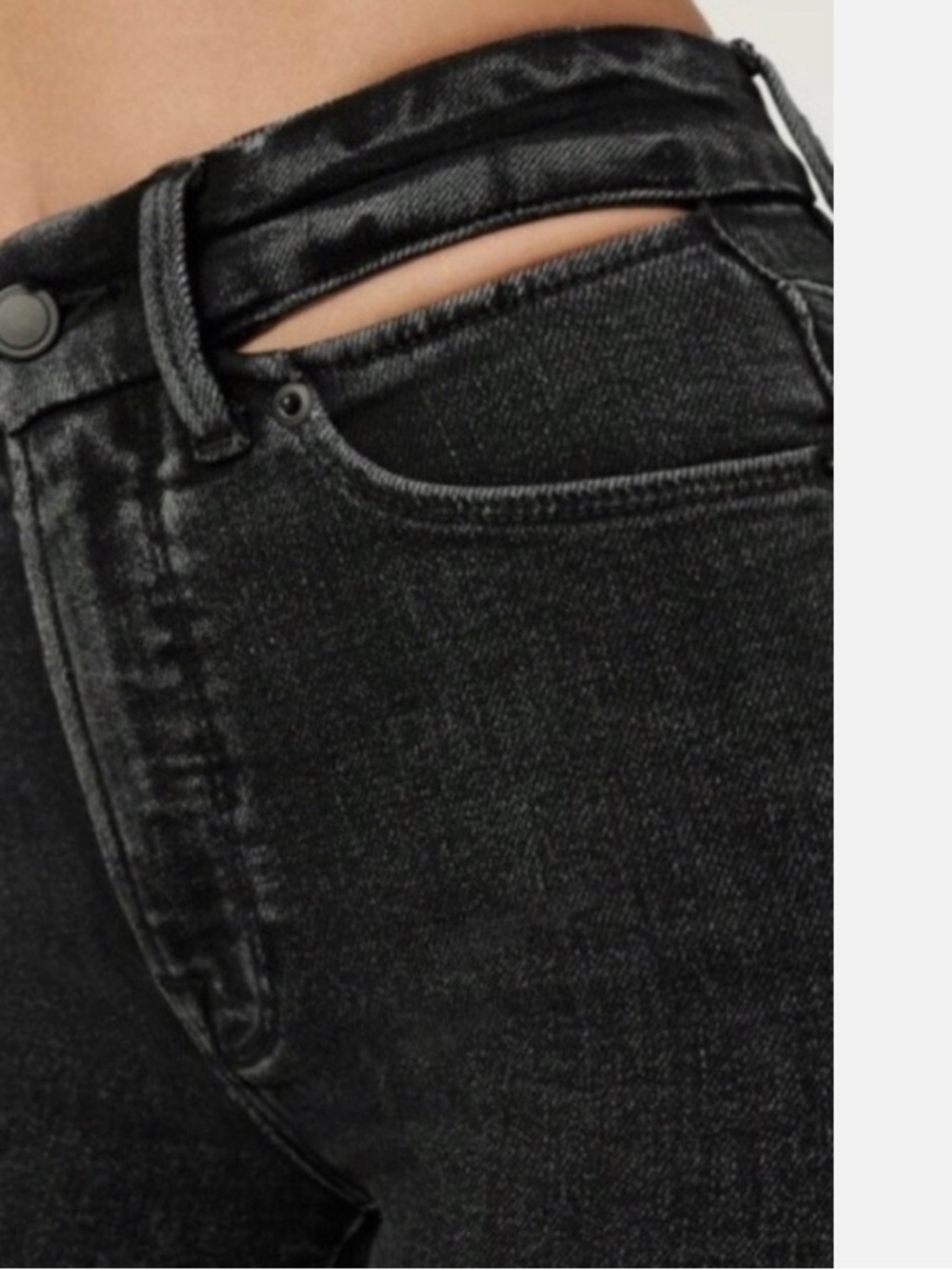 Good American Waist Cutout Black Skinny Jeans Sz 12/31 - Picture 4 of 8